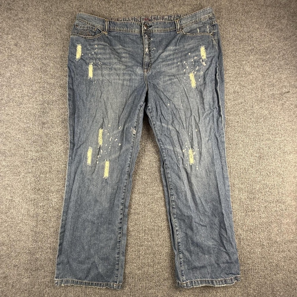 VTG Y2K JAG Jeans Womens 28 Medium Wash High Rise Relaxed Straight Distressed